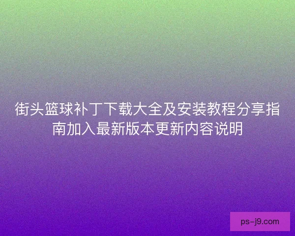 街头篮球补丁下载大全及安装教程分享指南加入最新版本更新内容说明