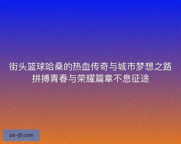 街头篮球哈桑的热血传奇与城市梦想之路拼搏青春与荣耀篇章不息征途